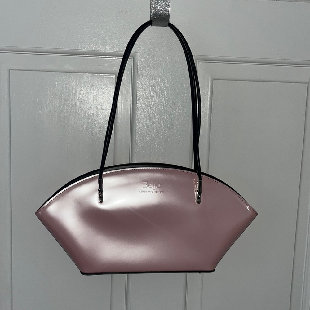 BEAUTIFUL Beijo Blush Pink Couture Over the Moon Patent Leather Shoulder Bag￼